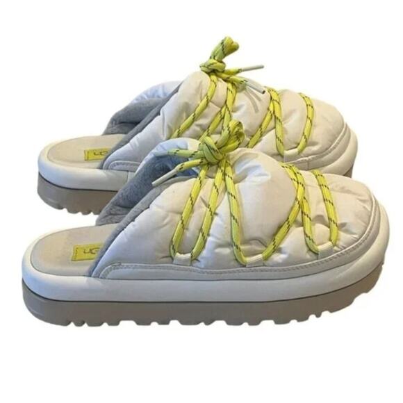 UGG Spaceslider Tech Slide Platform Lug Sole White Casual‎ Slide Slipper Size 10 - Picture 7 of 10